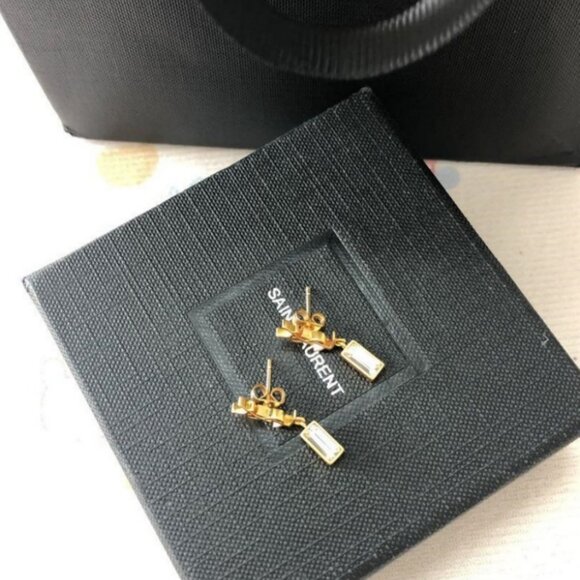 Sophisticated Gold Dangle with Rectangular Crystal - Picture 7 of 9